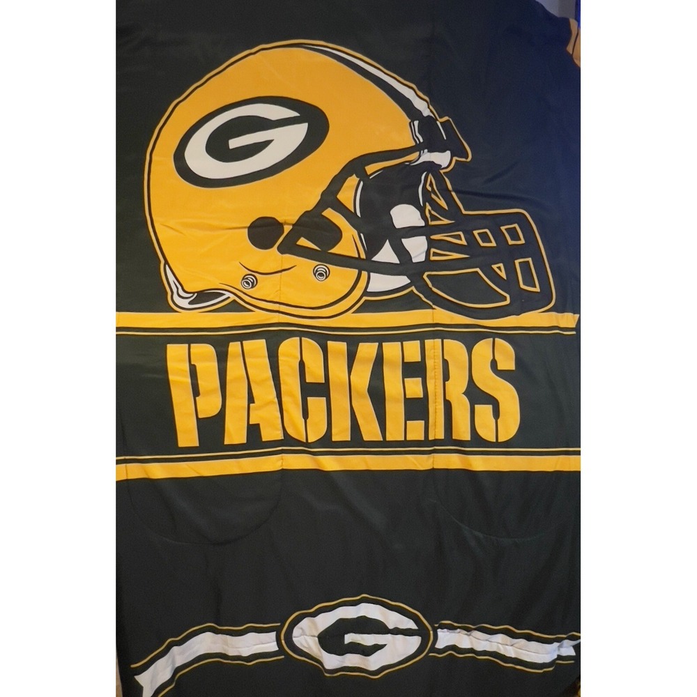 Green Bay Packers Blanket Throw 57X44 Football Yellow Super Bowl Rogers Helmet